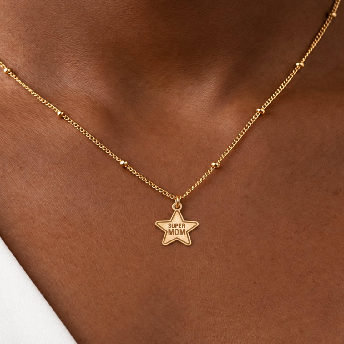 Super Mom Star Charm Necklace