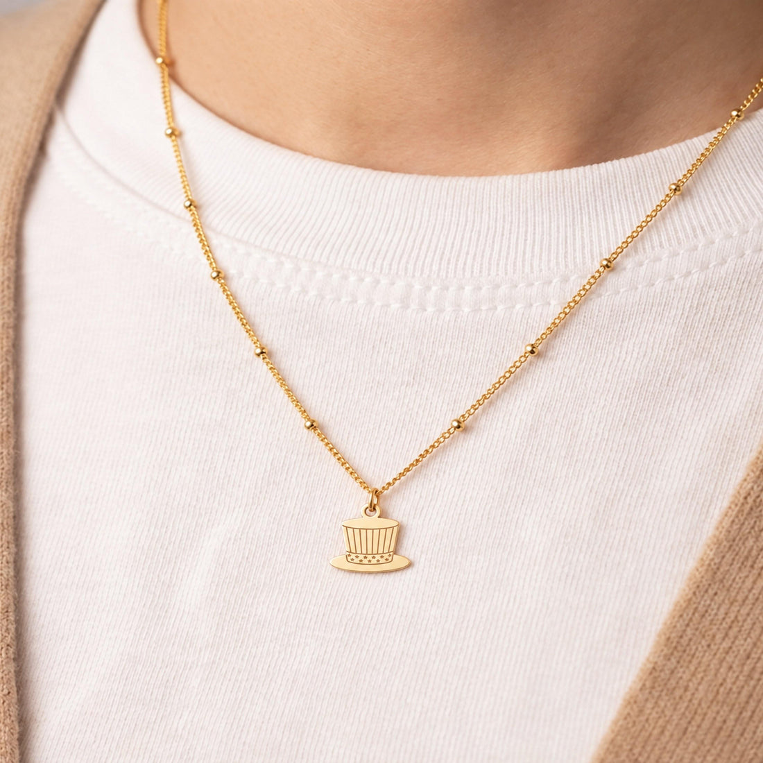 Top Hat Star Band Charm Necklace