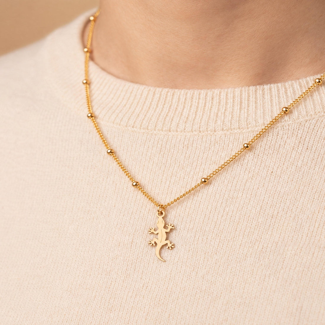 Gecko Lizard Charm Necklace