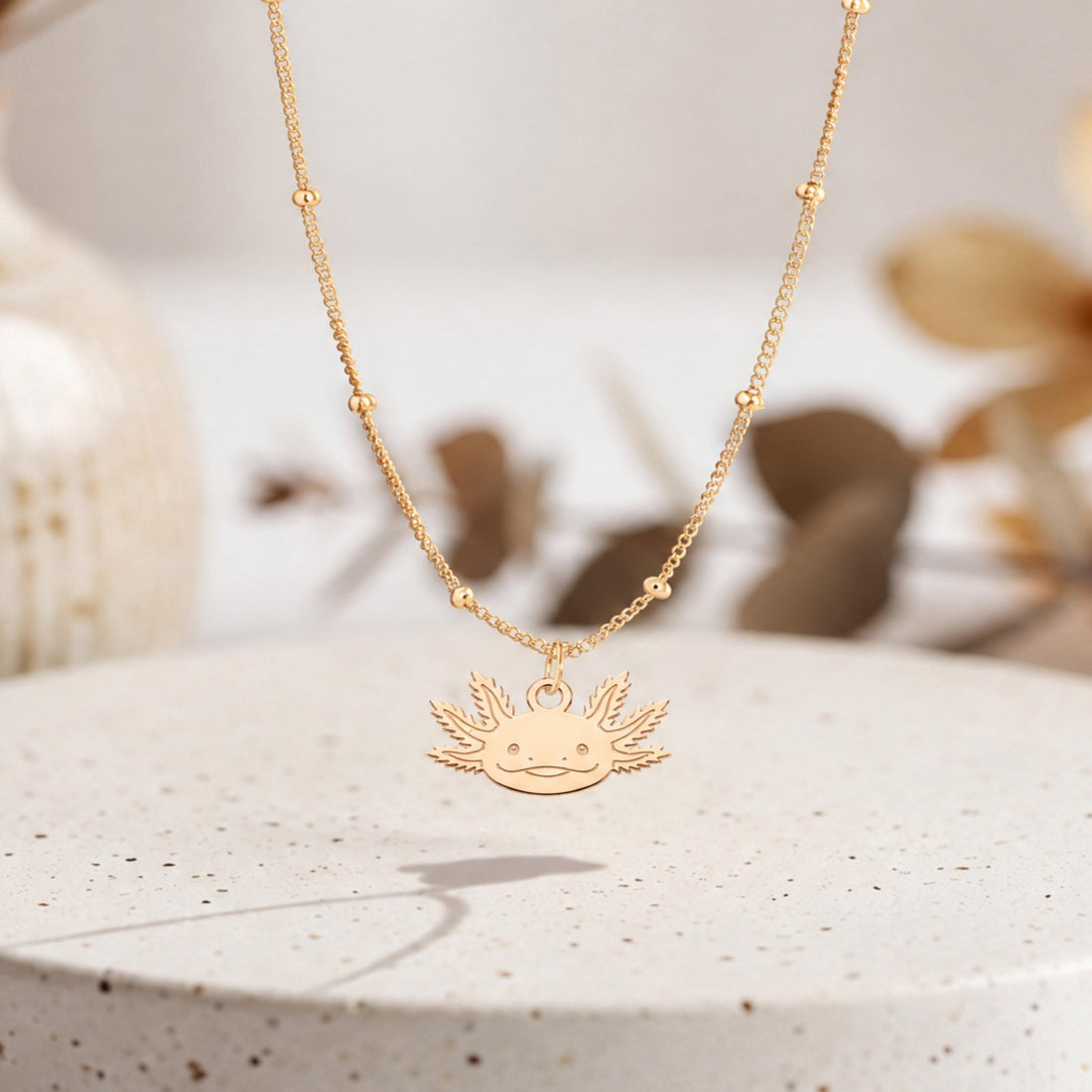 Axolotl Face Charm Necklace
