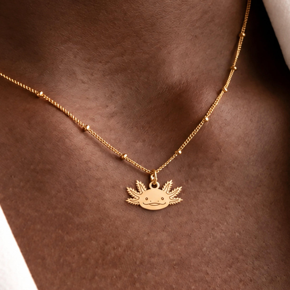 Axolotl Face Charm Necklace