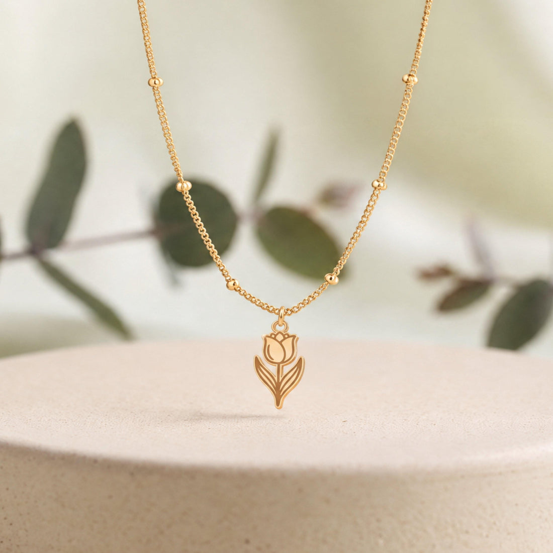 Tulip Flower Charm Necklace