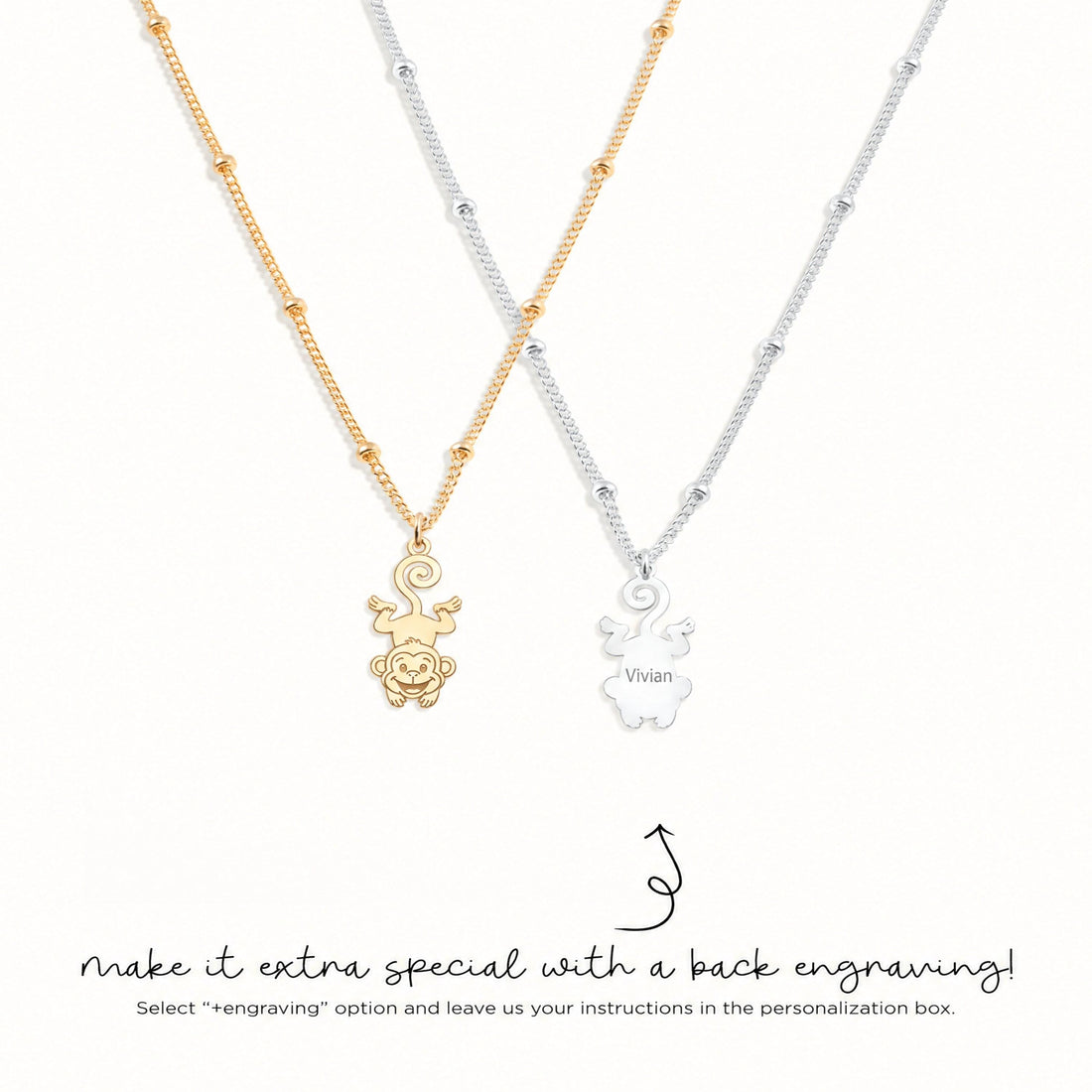 Swinging Monkey Tail Charm Necklace