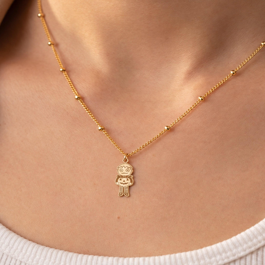 Scarecrow Pumpkin Charm Necklace