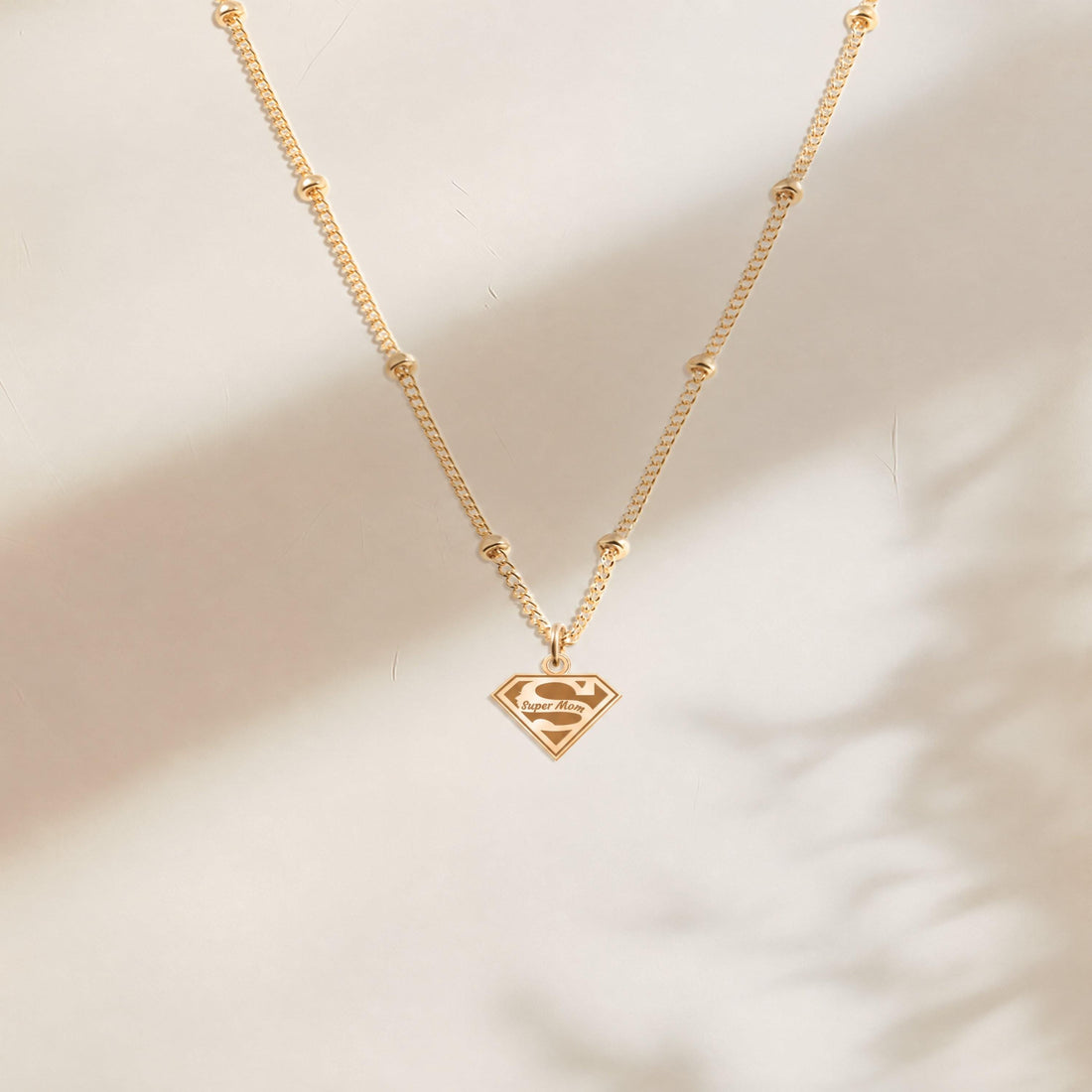 Super Mom Emblem Charm Necklace