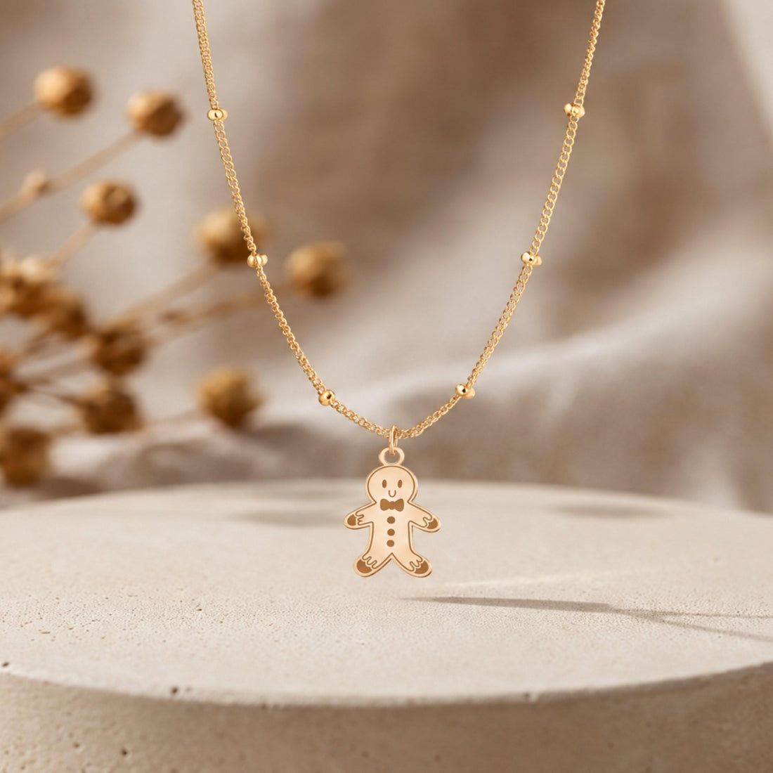 Gingerbread Man Charm Necklace