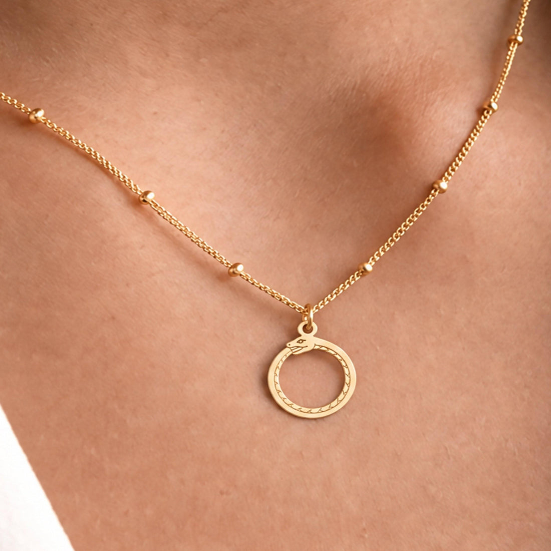 Snake Ouroboros Charm Necklace
