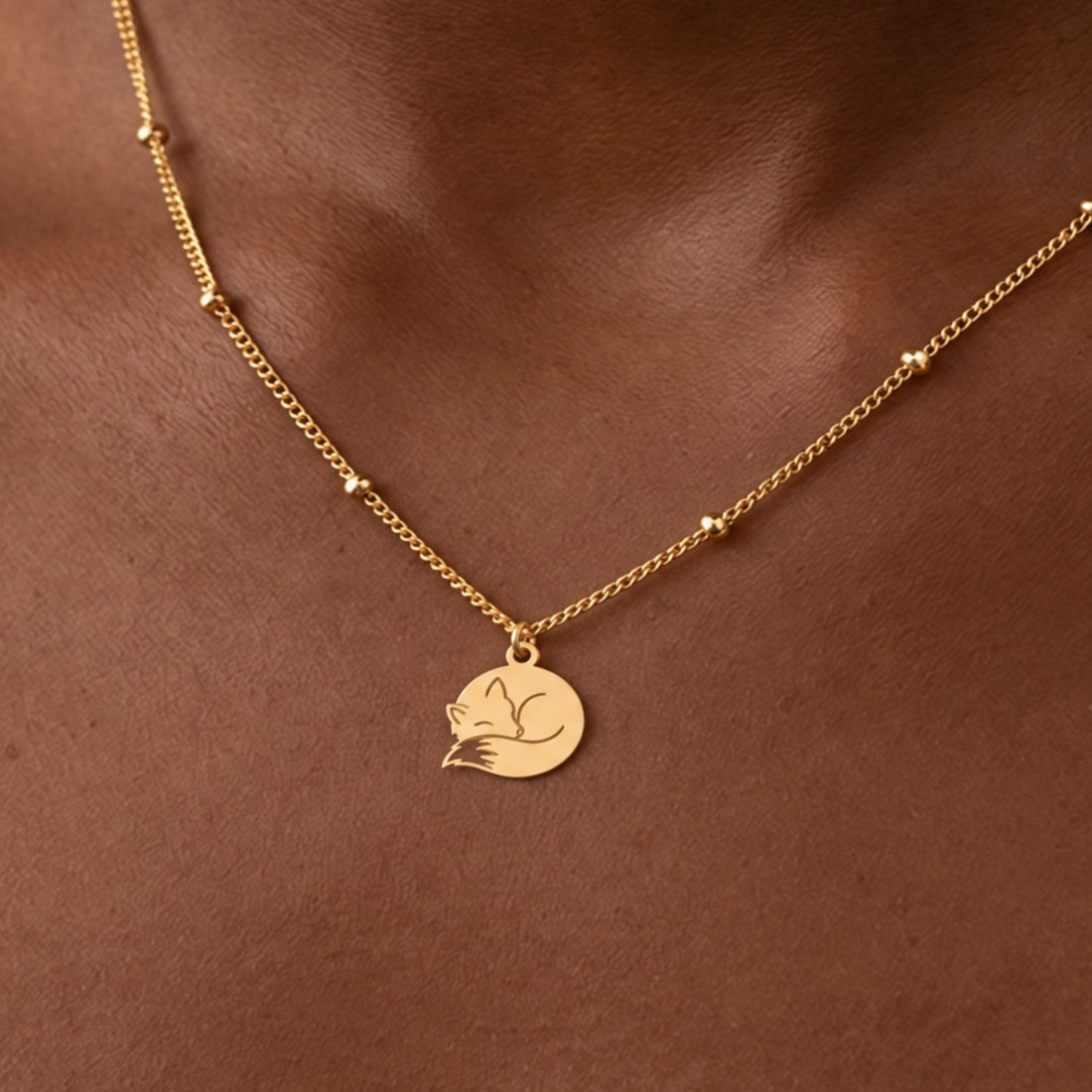 Sleeping Fox Charm Necklace