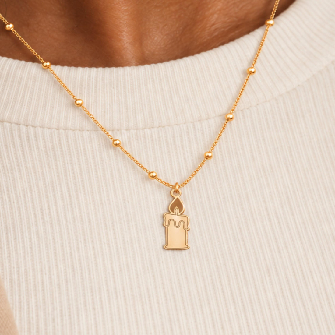 Candle Flame Charm Necklace