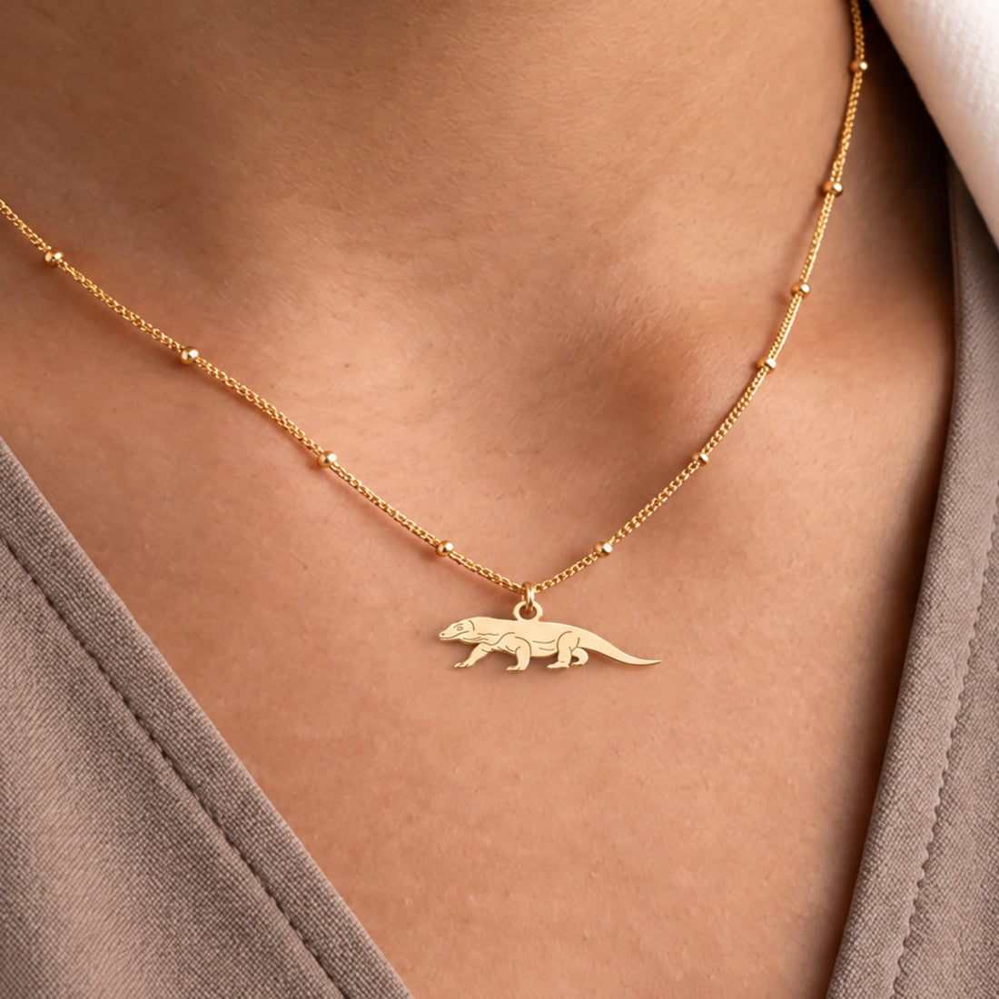 Komodo Dragon Charm Necklace