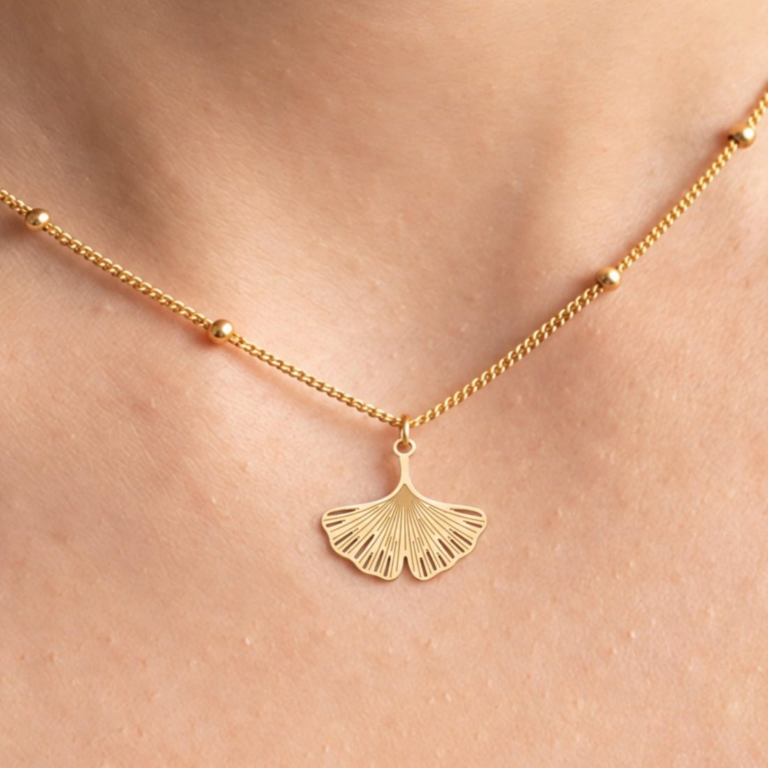 Ginkgo Leaf Charm Necklace