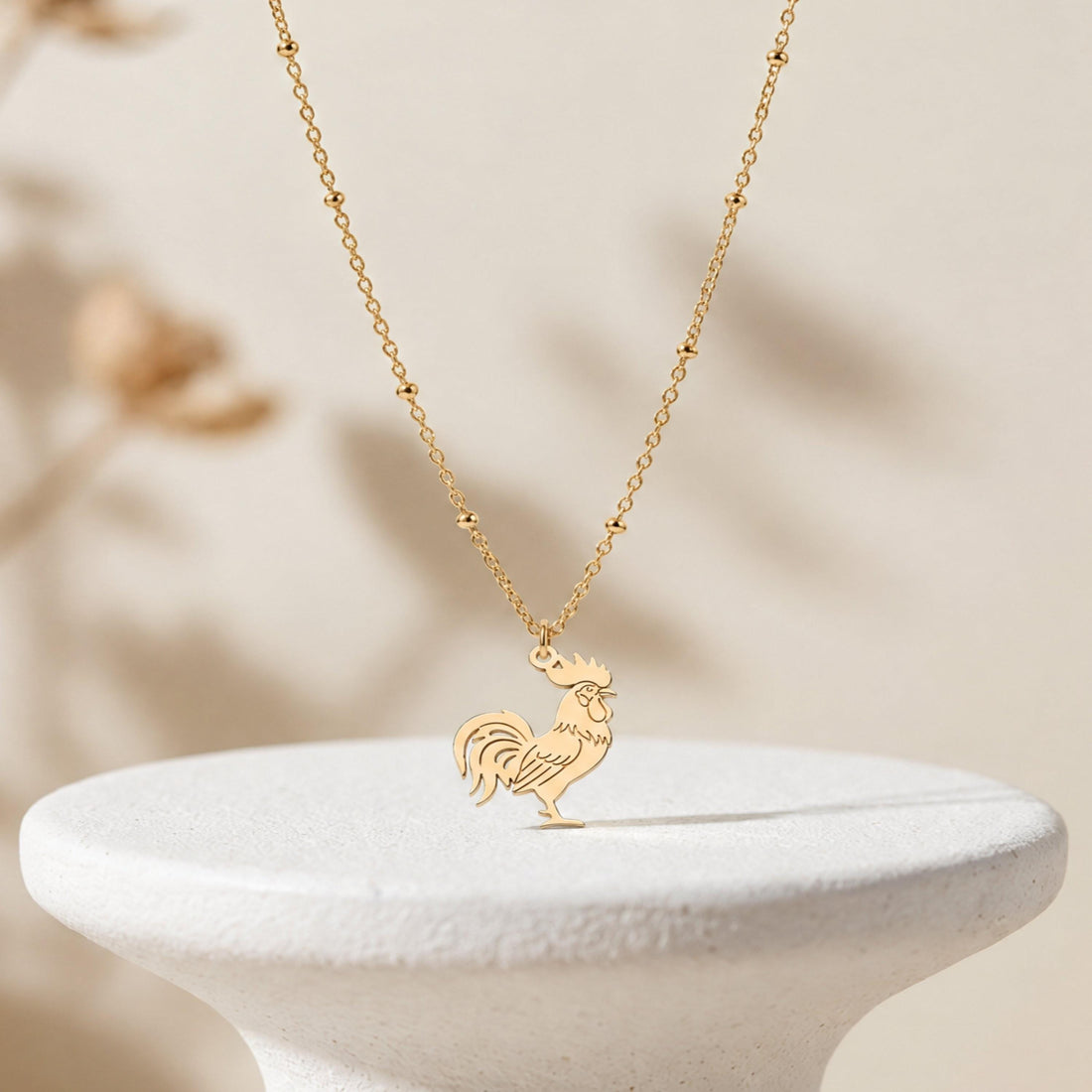 Curled Tail Rooster Charm Necklace