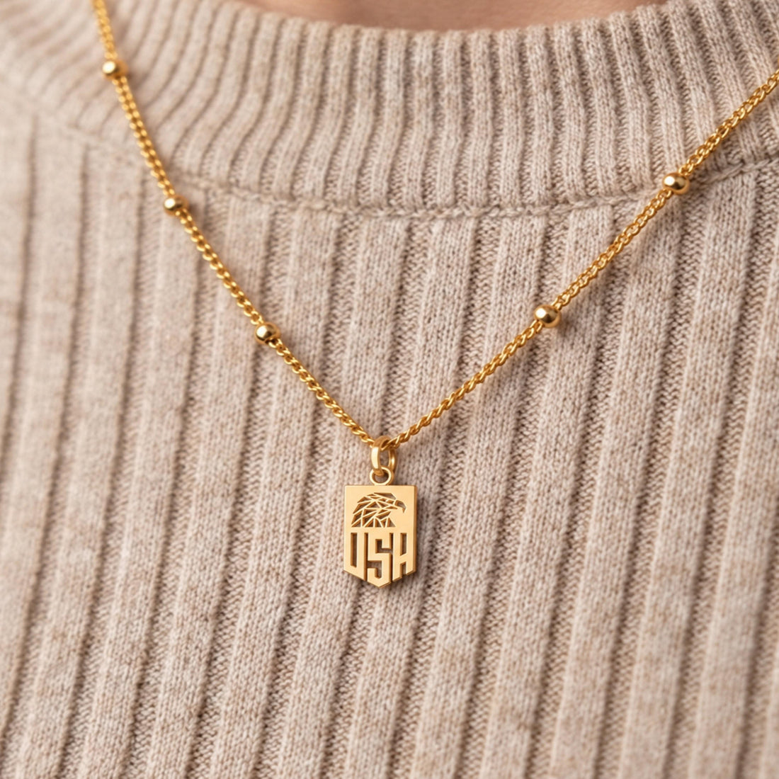 Eagle Shield USA Charm Necklace