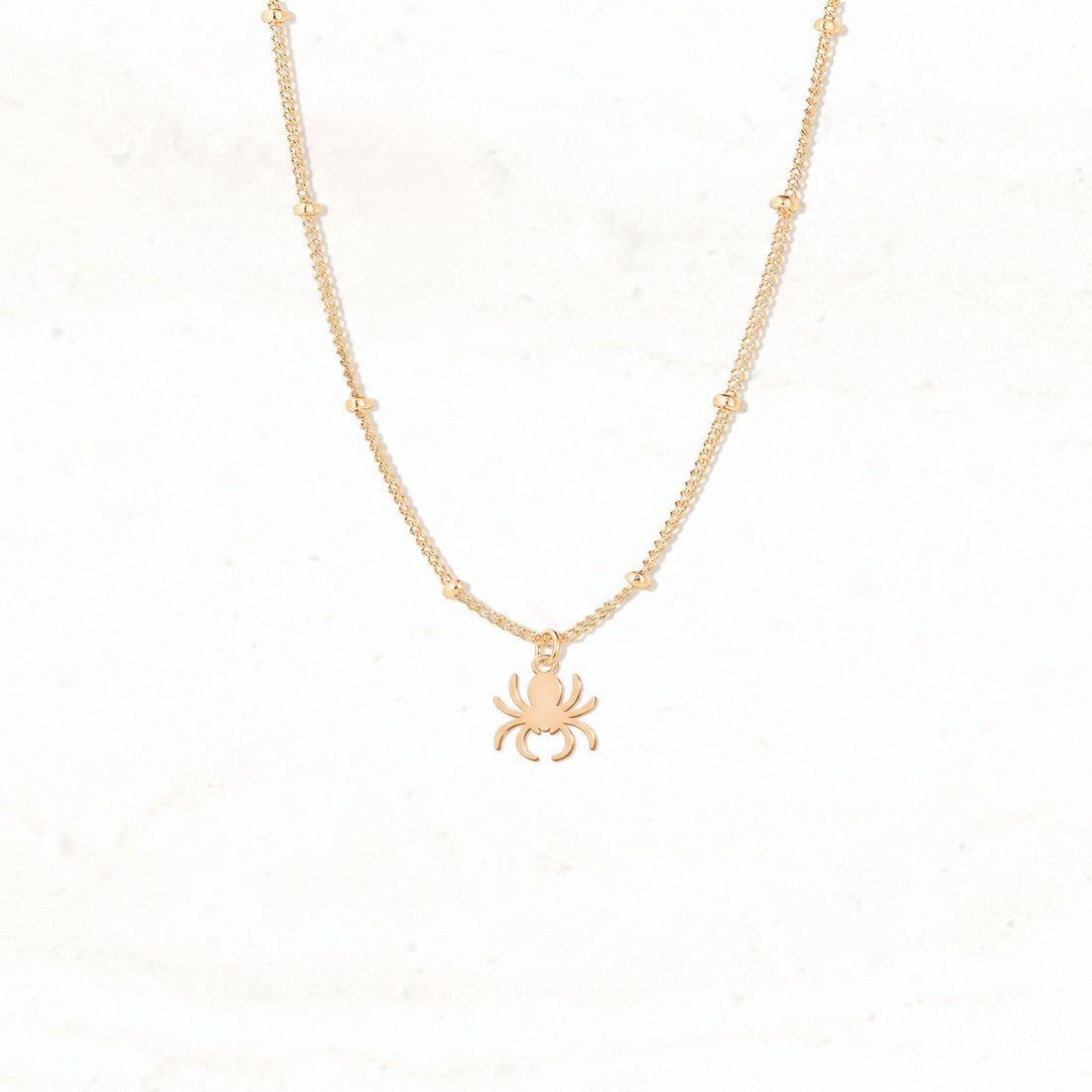 Flat Spider Charm Necklace