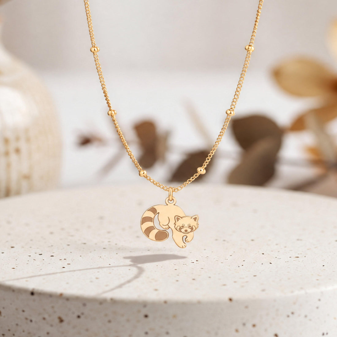 Curled Raccoon Charm Necklace