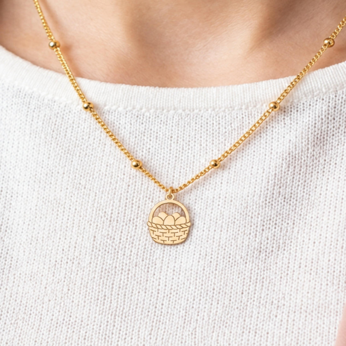 Easter Egg Basket Charm Necklace