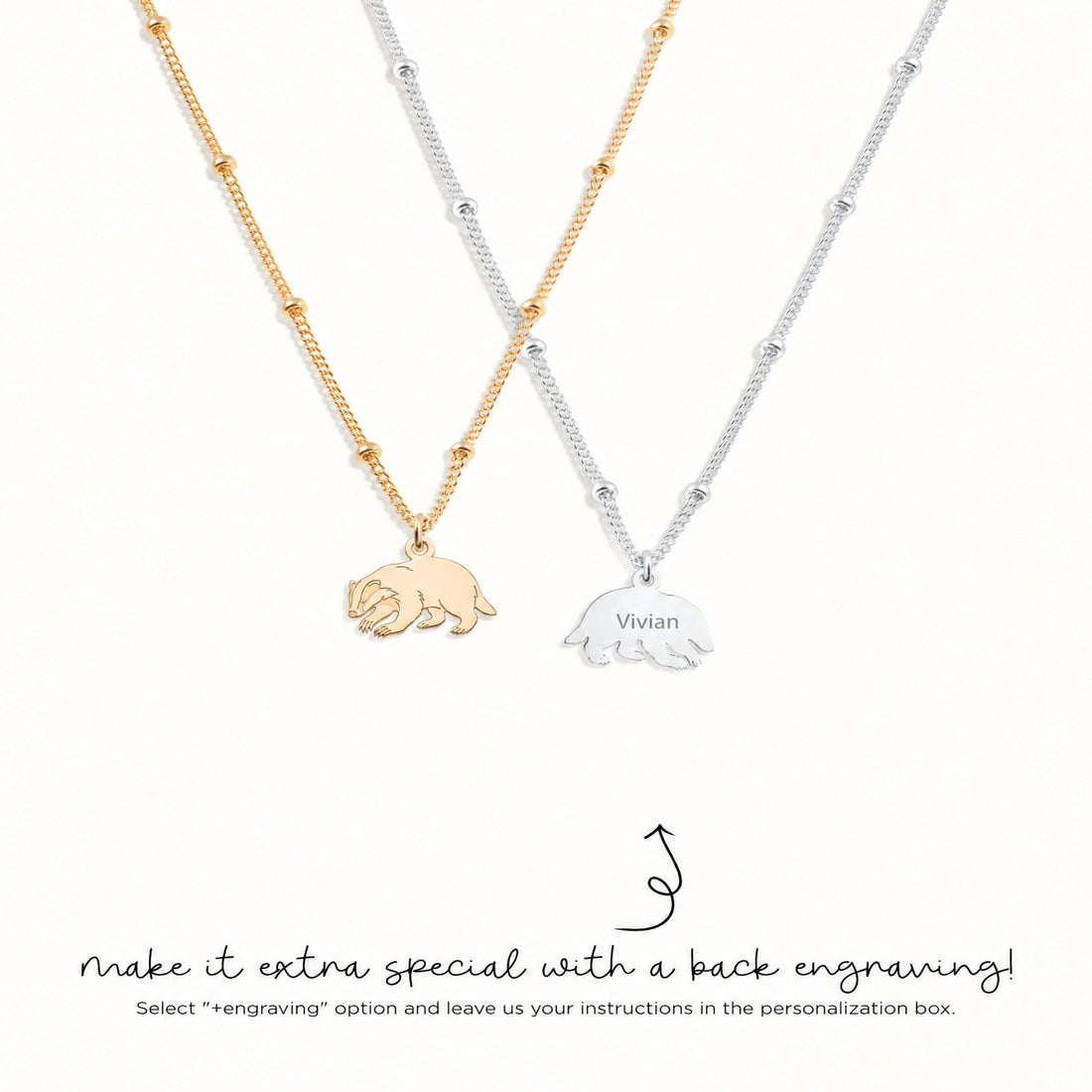 Crouching Badger Charm Necklace