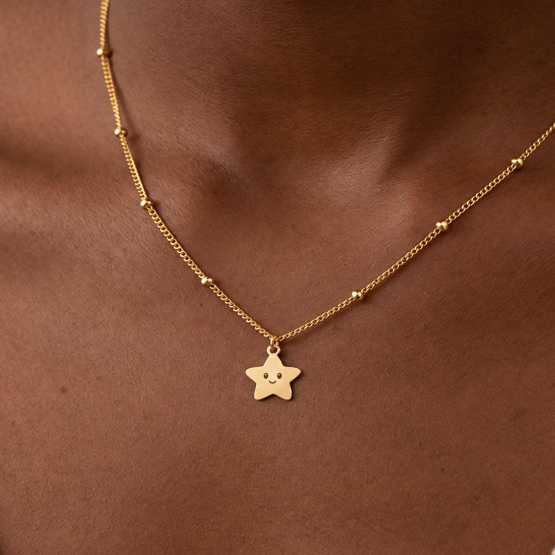 Smiley Star Charm Necklace