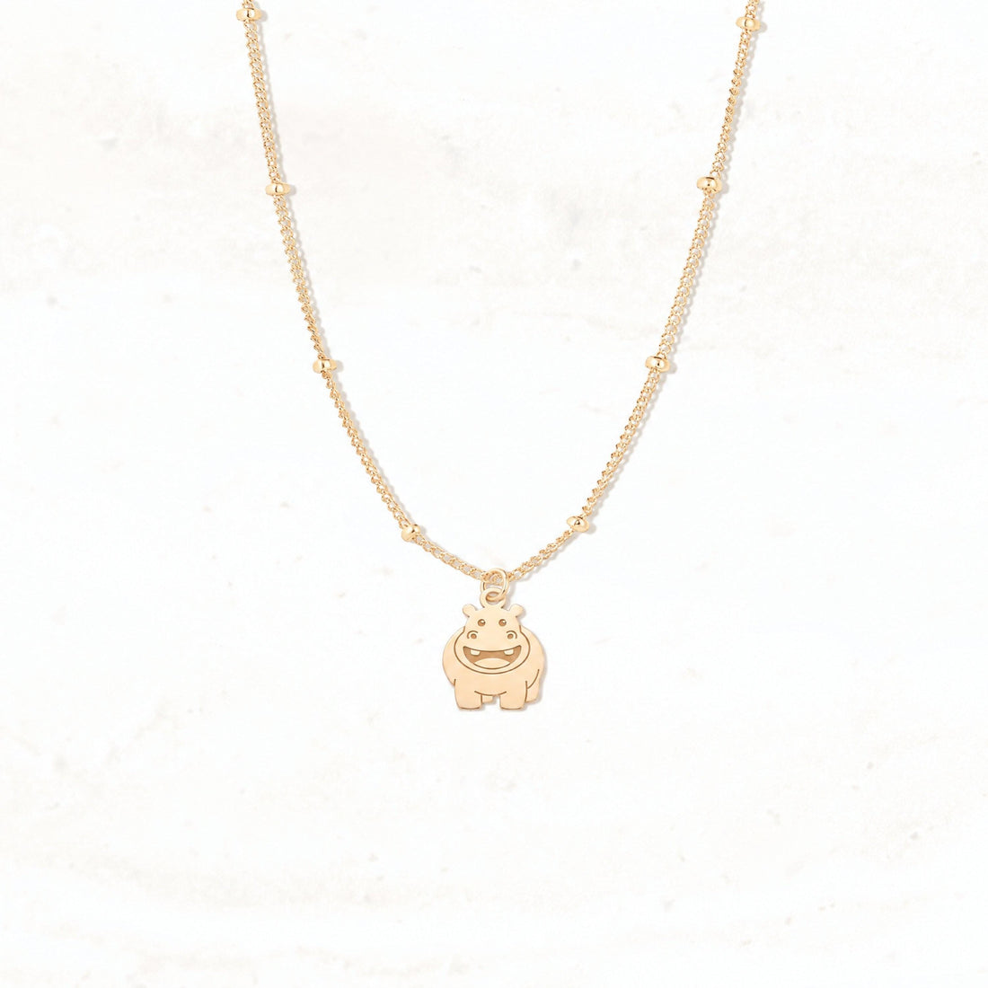Smiling Hippo Charm Necklace