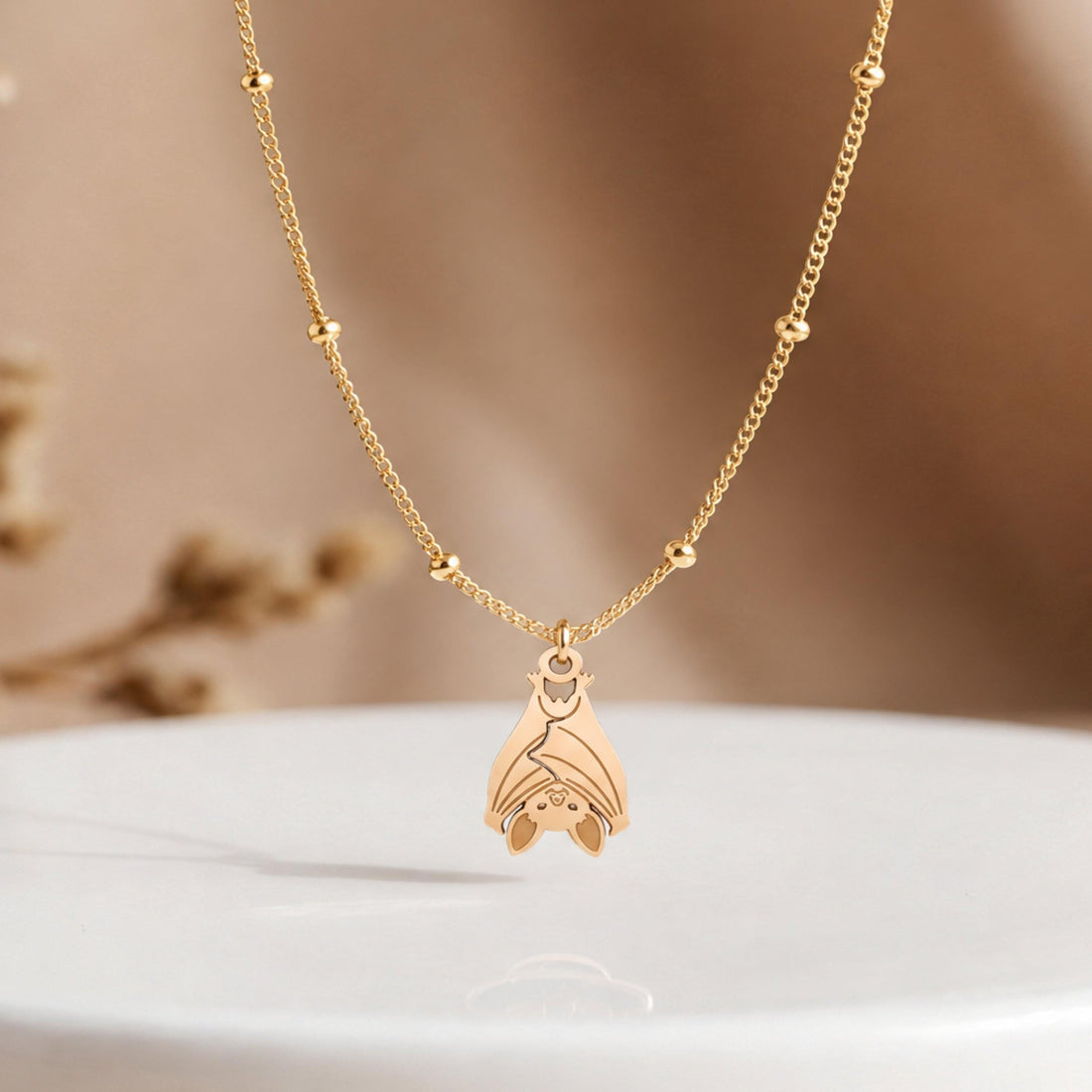 Hanging Bat Charm Necklace