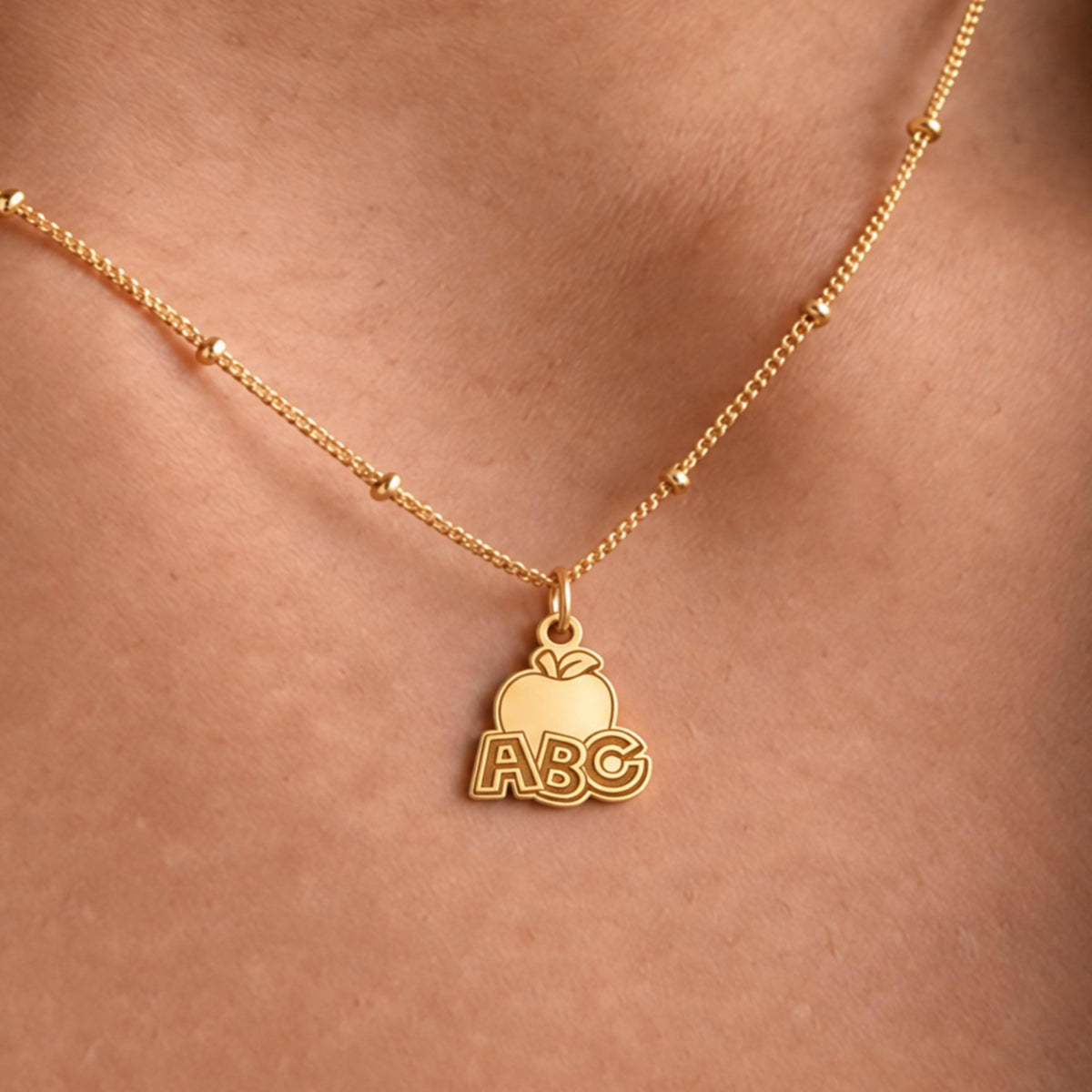 Apple ABC Teacher Charm Necklace