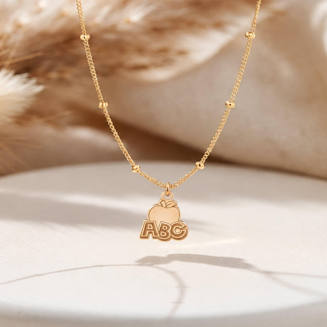 Apple ABC Teacher Charm Necklace