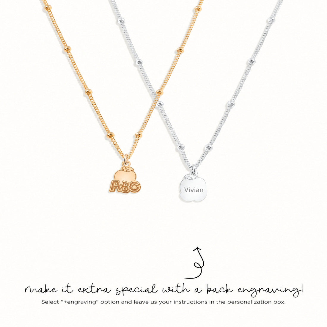 Apple ABC Teacher Charm Necklace