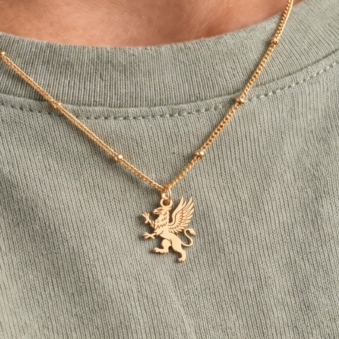 Winged Griffin Charm Necklace