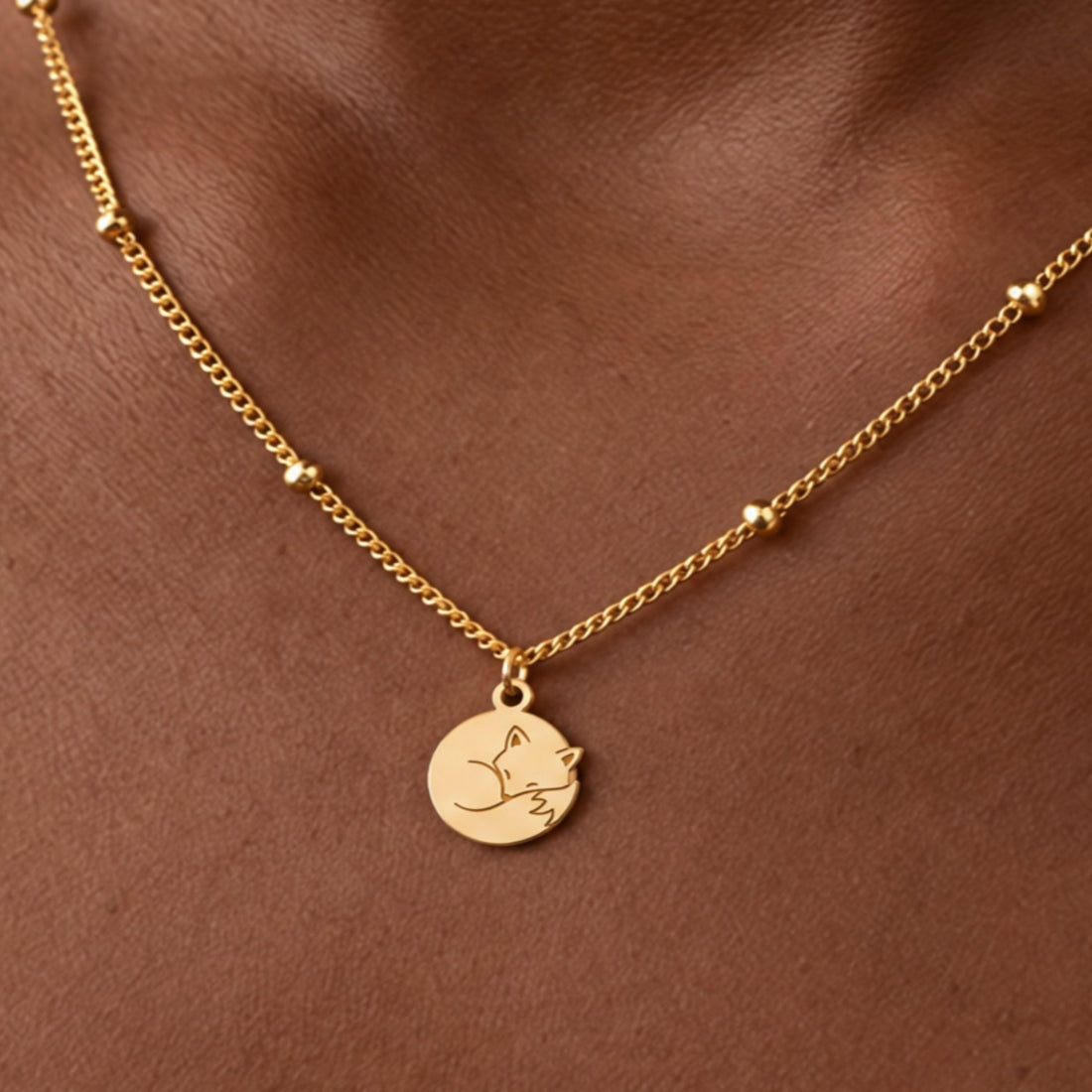 Sleeping Fox Charm Necklace