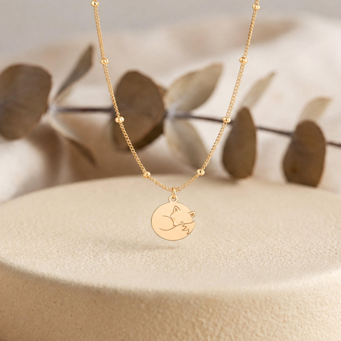 Sleeping Fox Charm Necklace