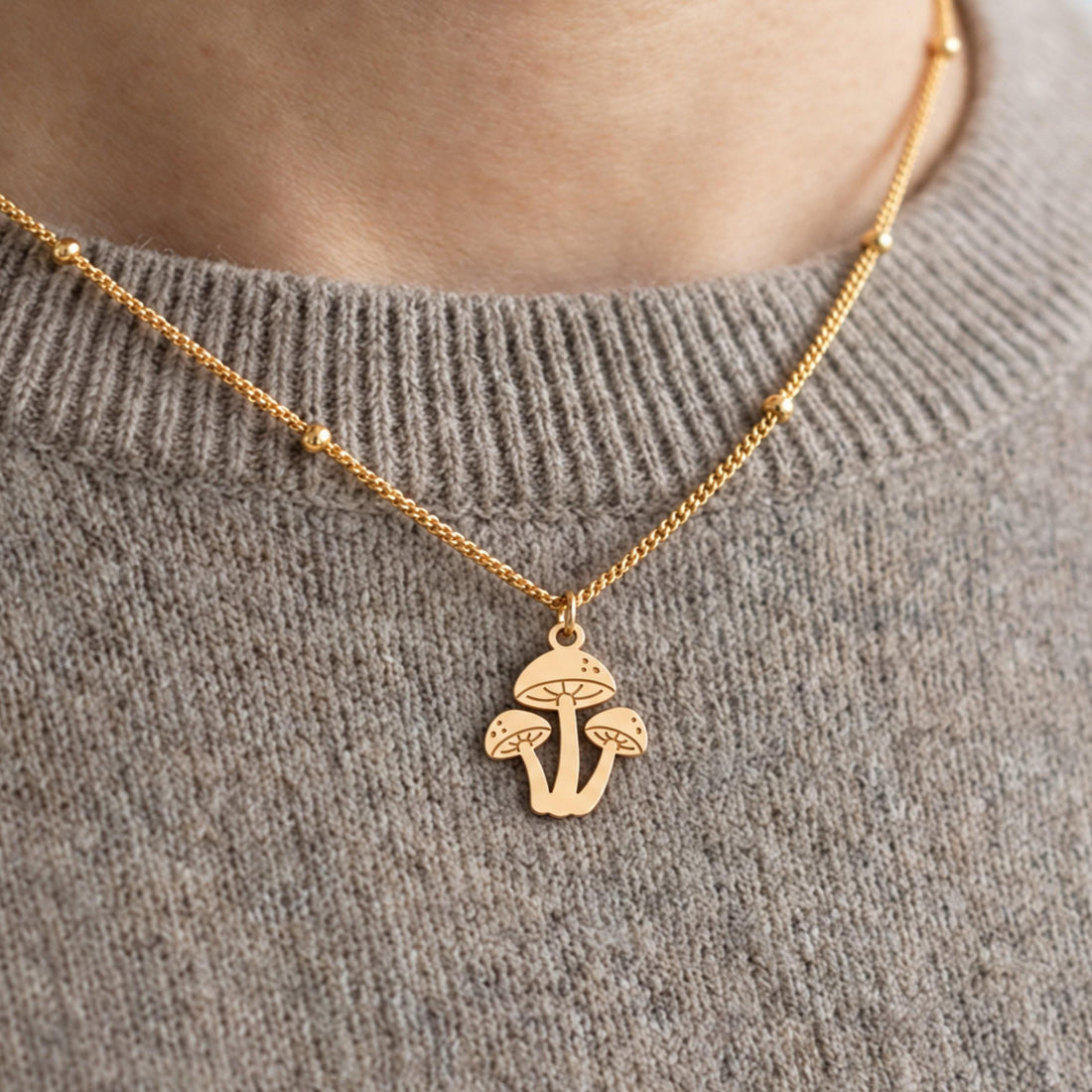 Mushroom Cluster Charm Necklace