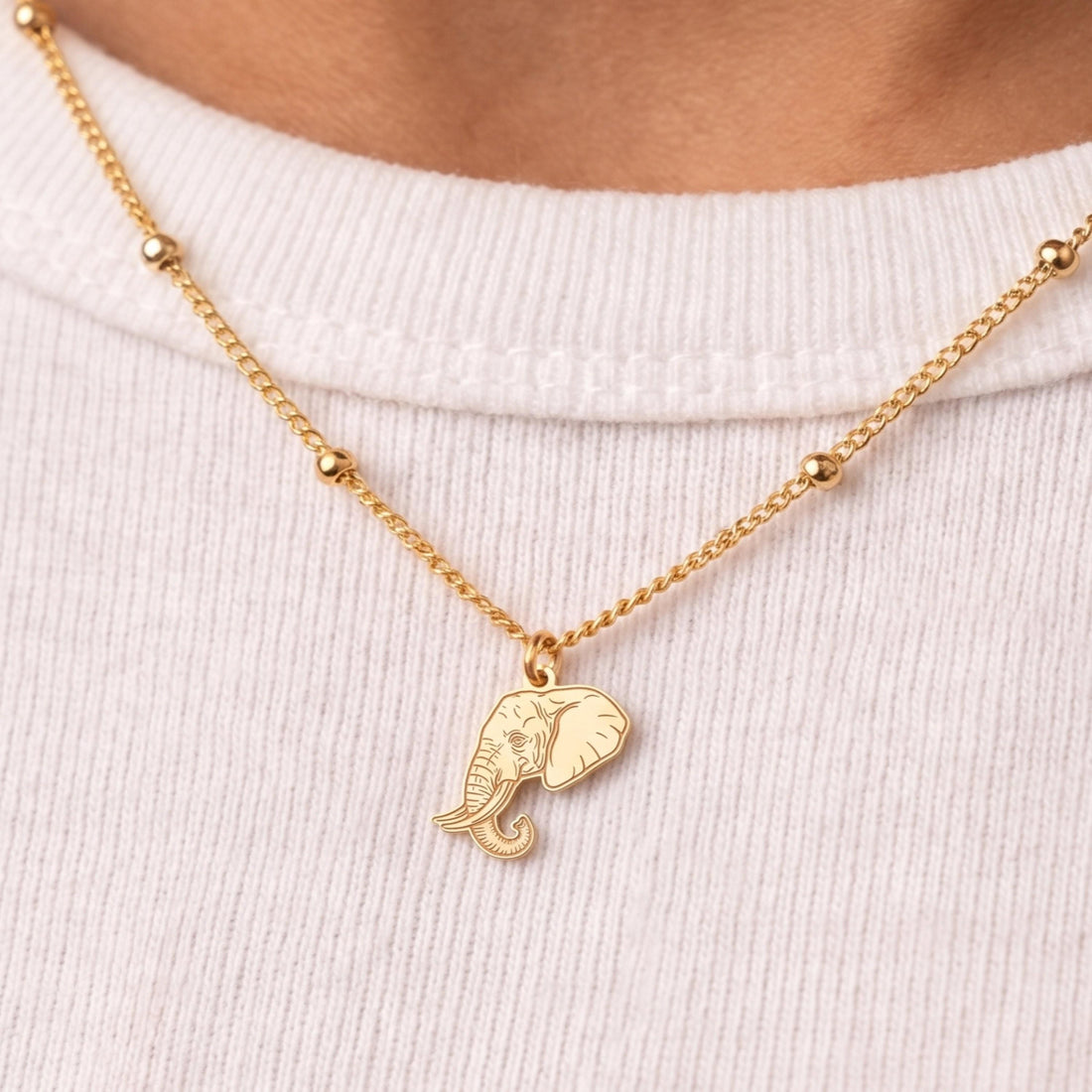 Elephant Head Charm Necklace