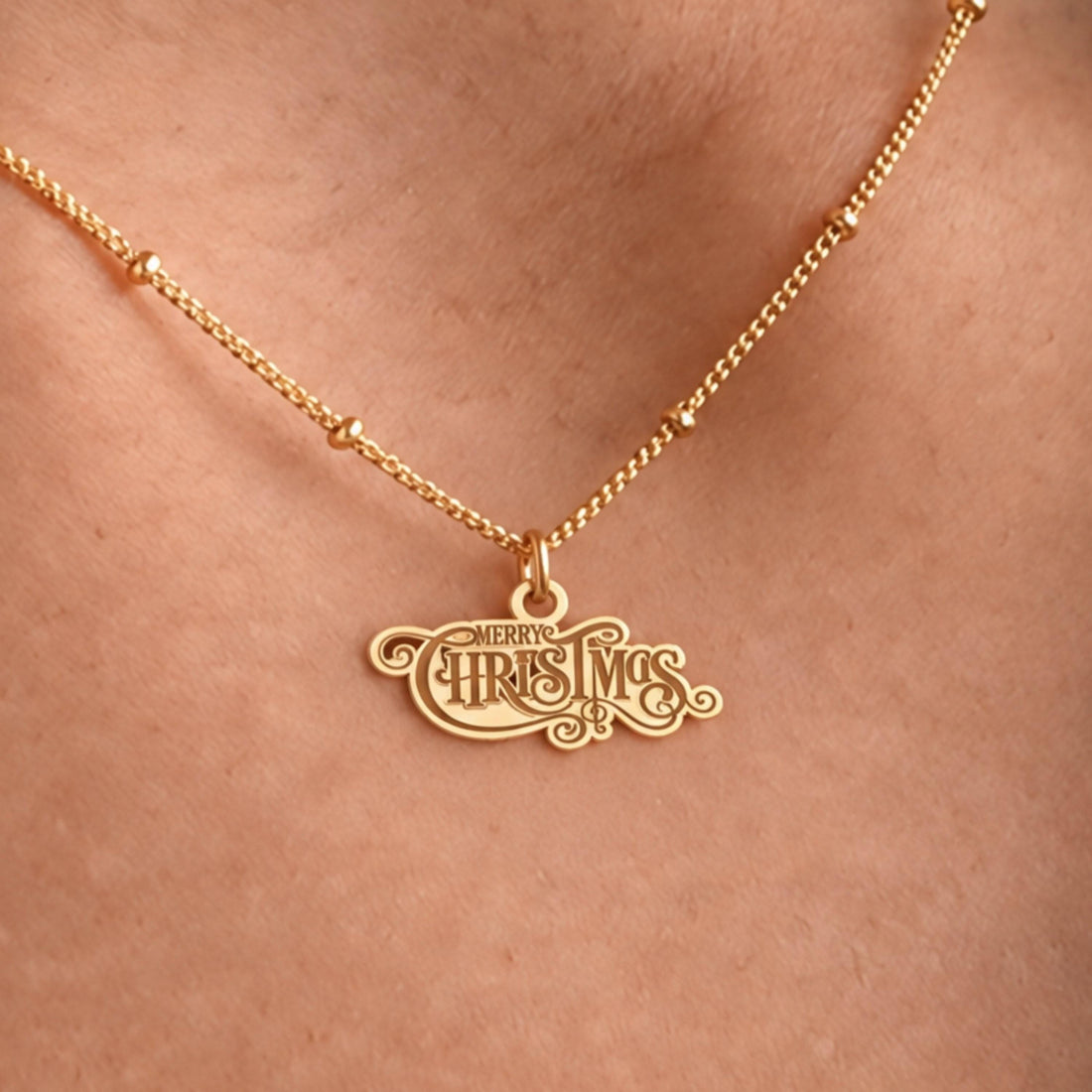 Merry Christmas Charm Necklace