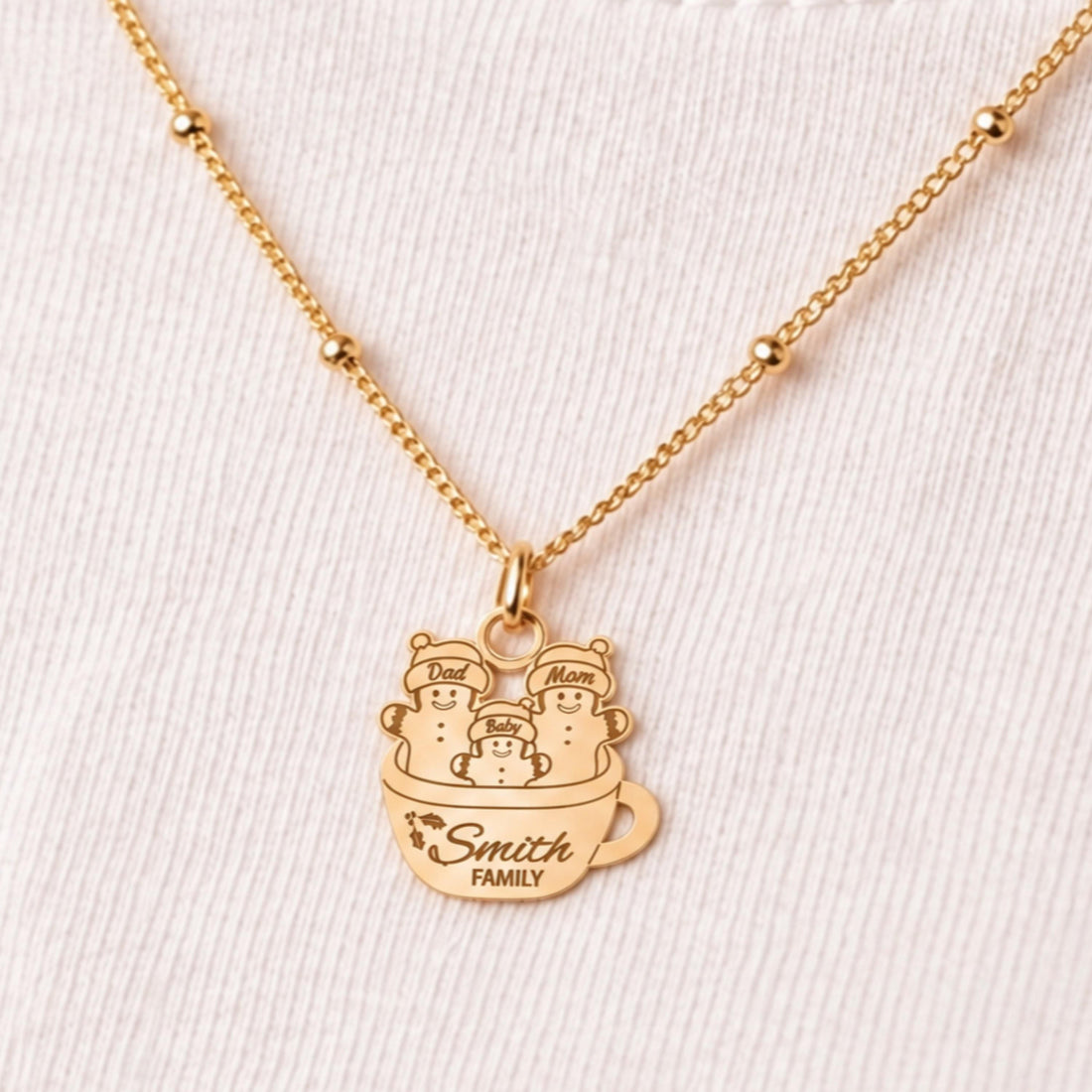 Snowman Family Mug Charm Necklace