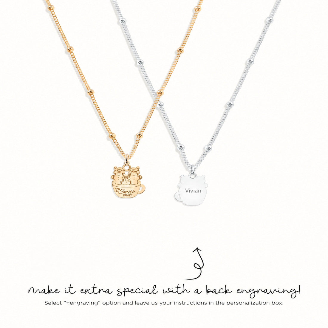 Snowman Family Mug Charm Necklace