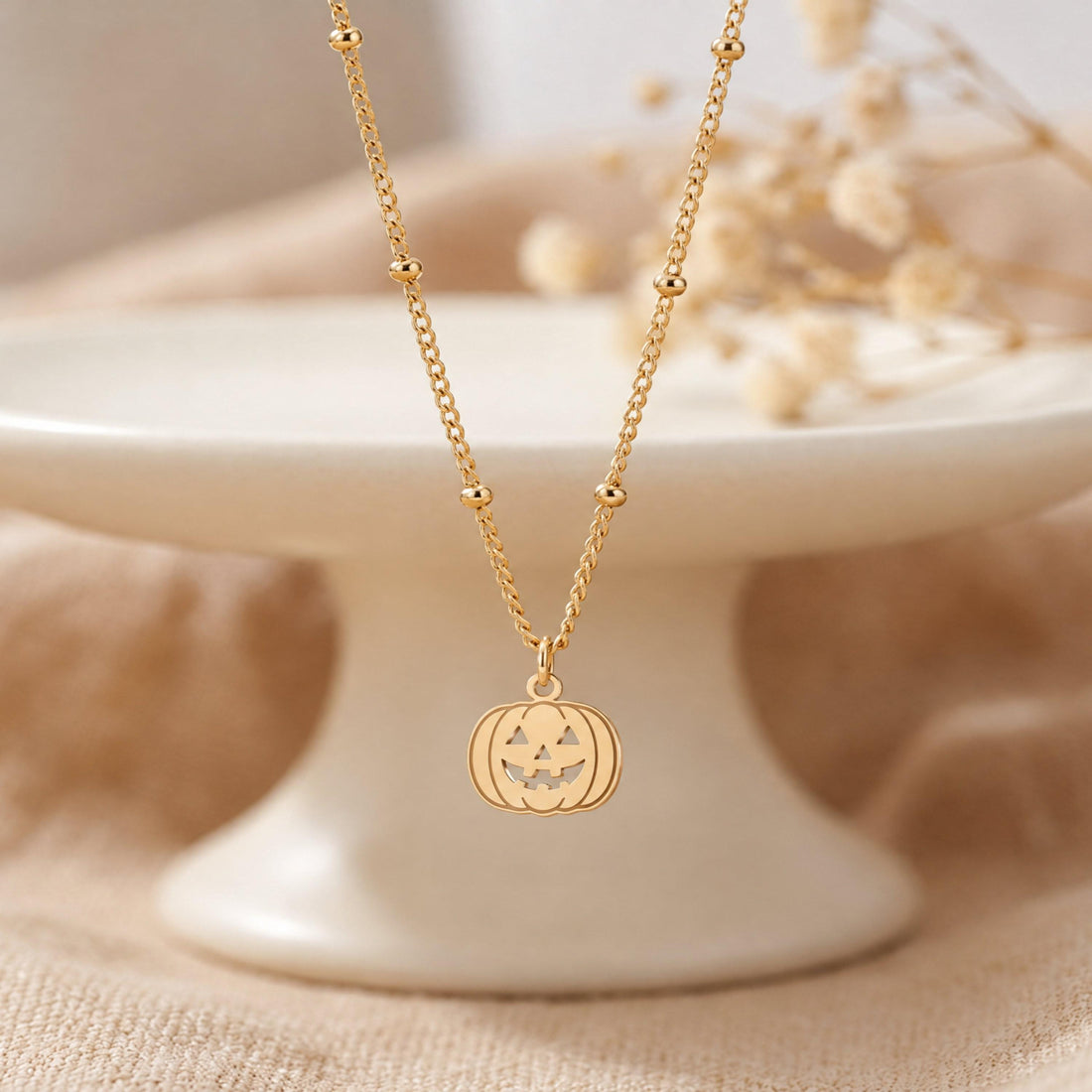 Pumpkin Face Charm Necklace