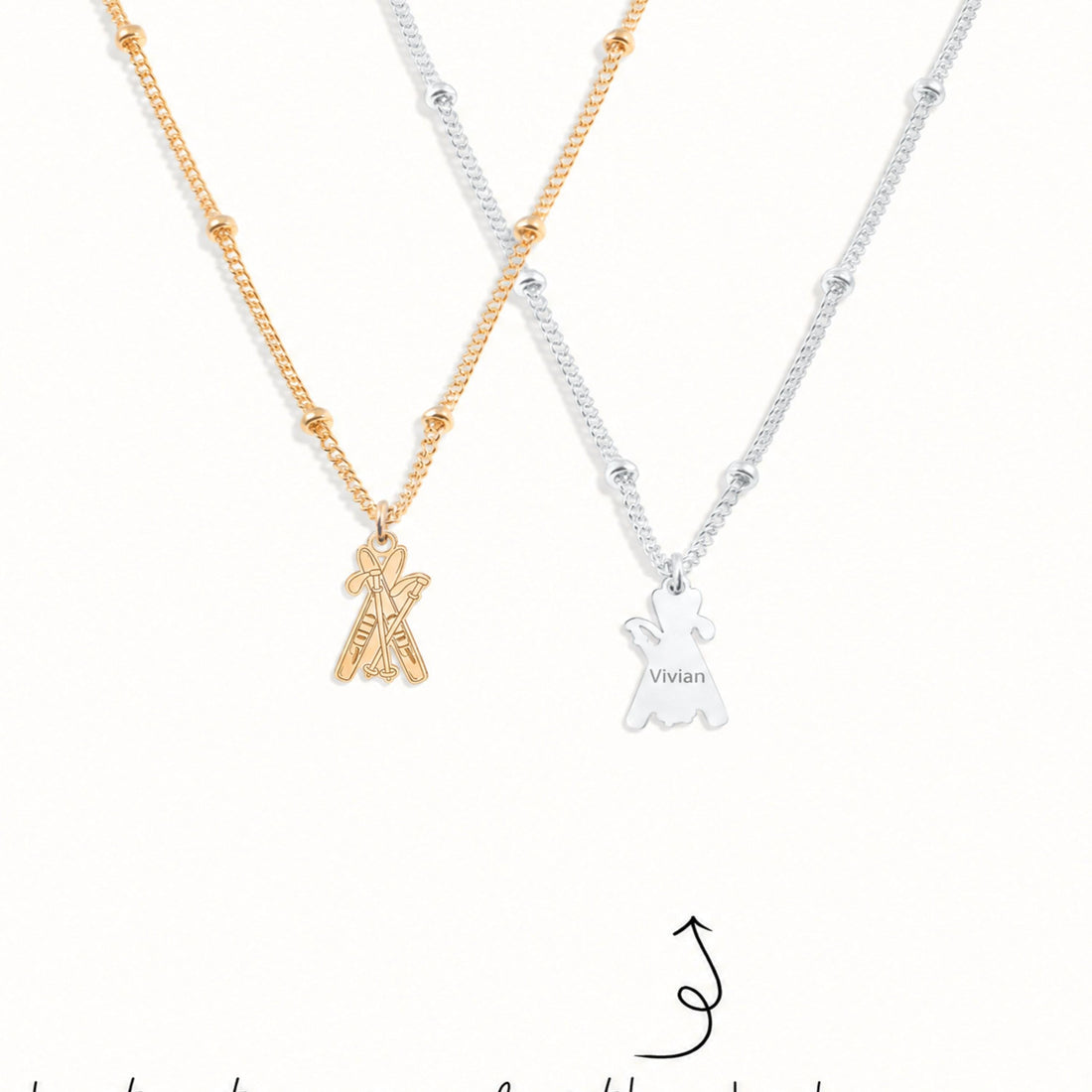 Crossed Skis Charm Necklace