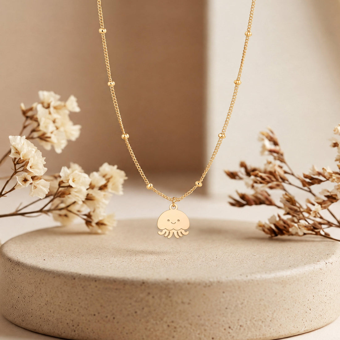 Sea Jellyfish Charm Necklace