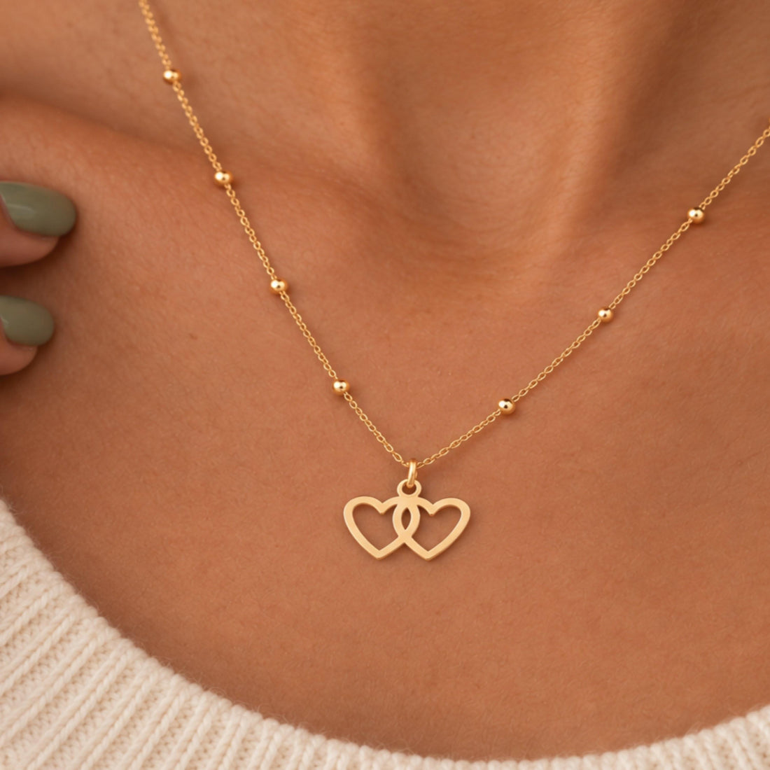 Interlocking Hearts Charm Necklace