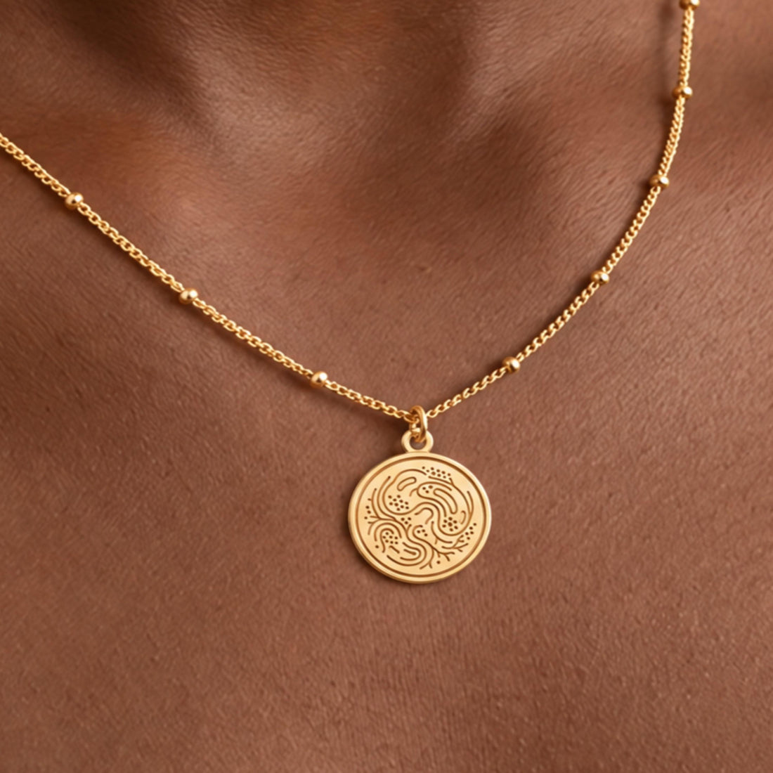 Abstract Medallion Charm Necklace