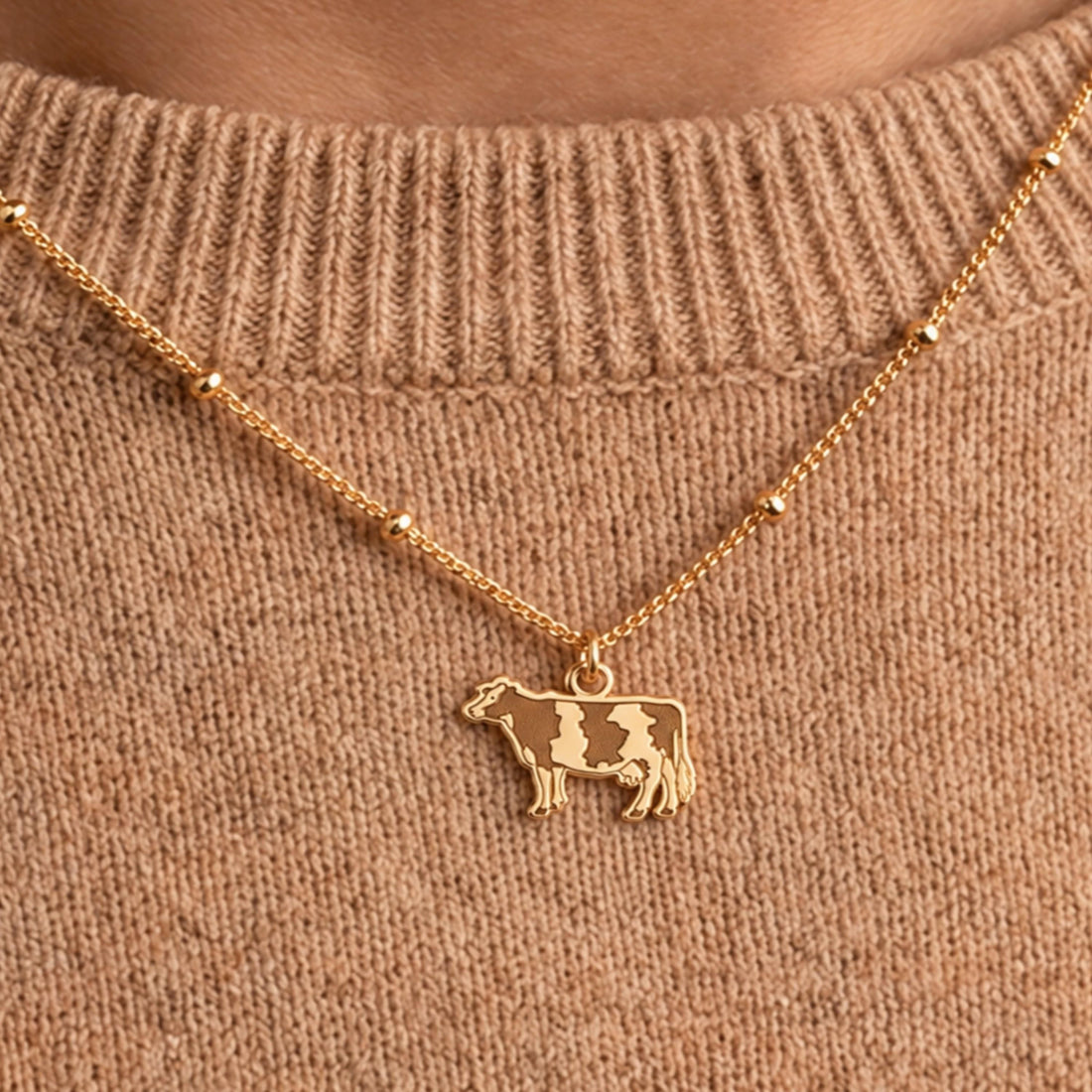 Holstein Cow Charm Necklace
