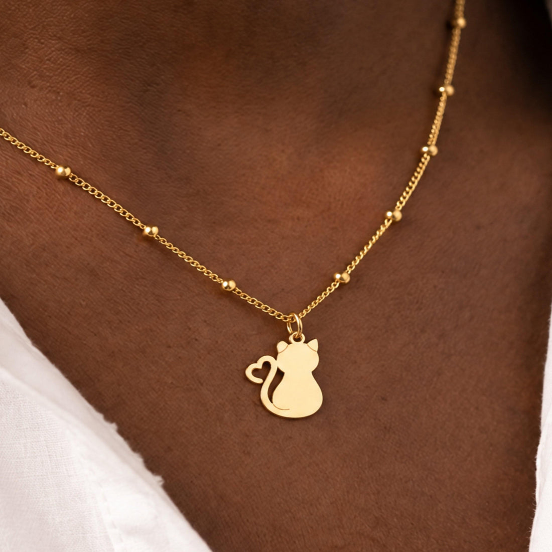Sitting Cat Charm Necklace