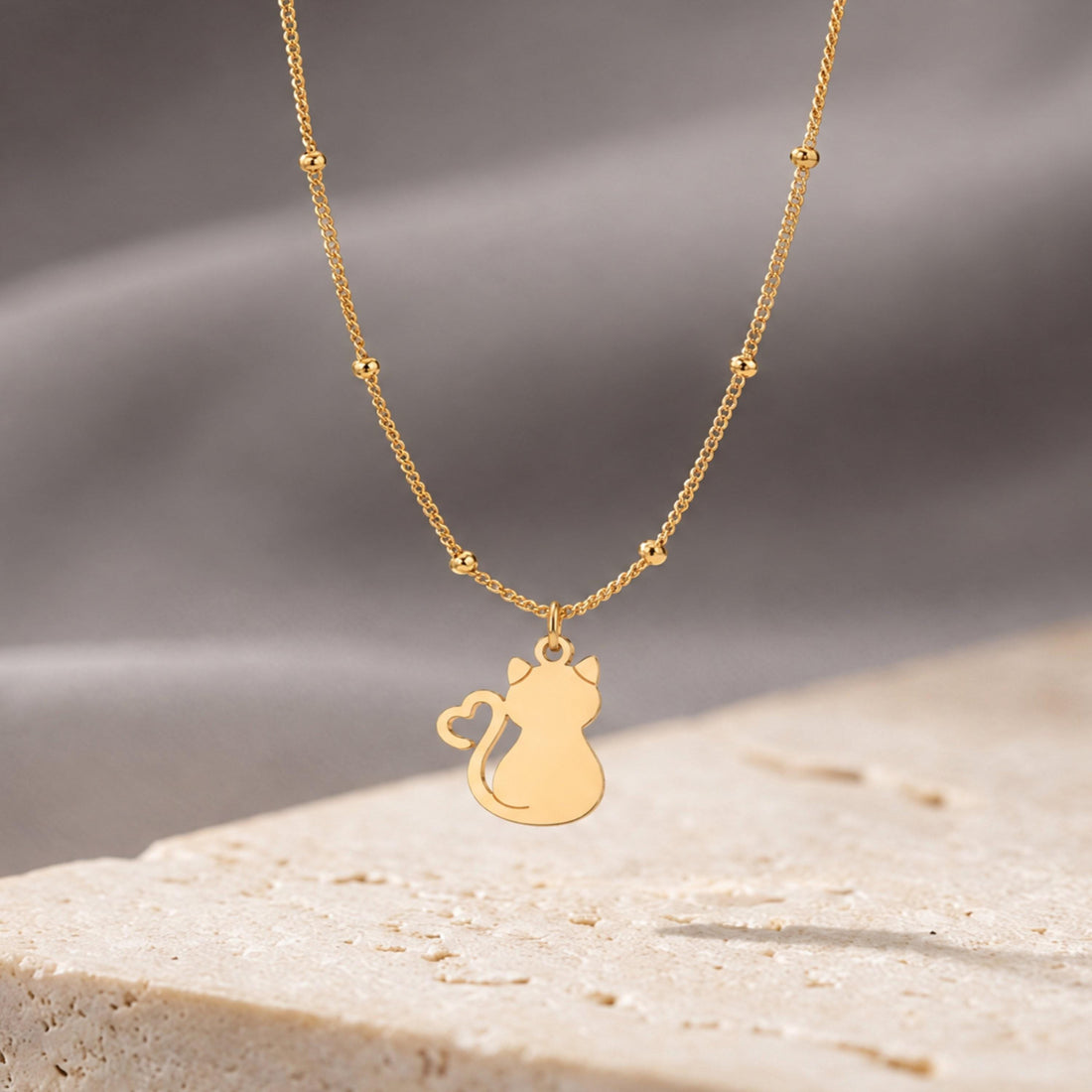 Sitting Cat Charm Necklace