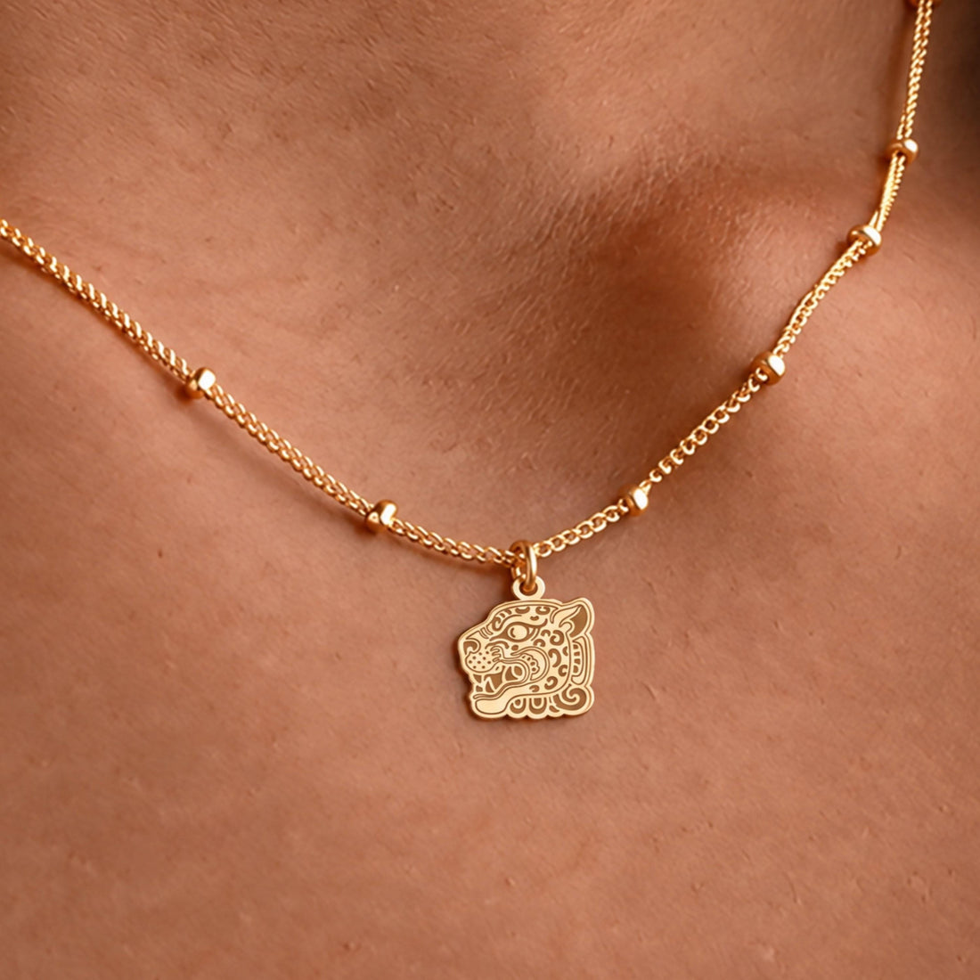 Jaguar Head Charm Necklace