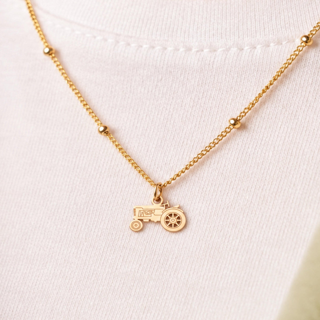 Farm Tractor Charm Necklace
