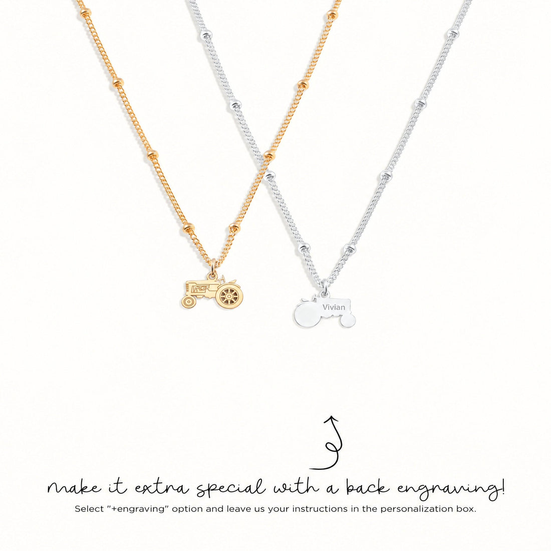 Farm Tractor Charm Necklace