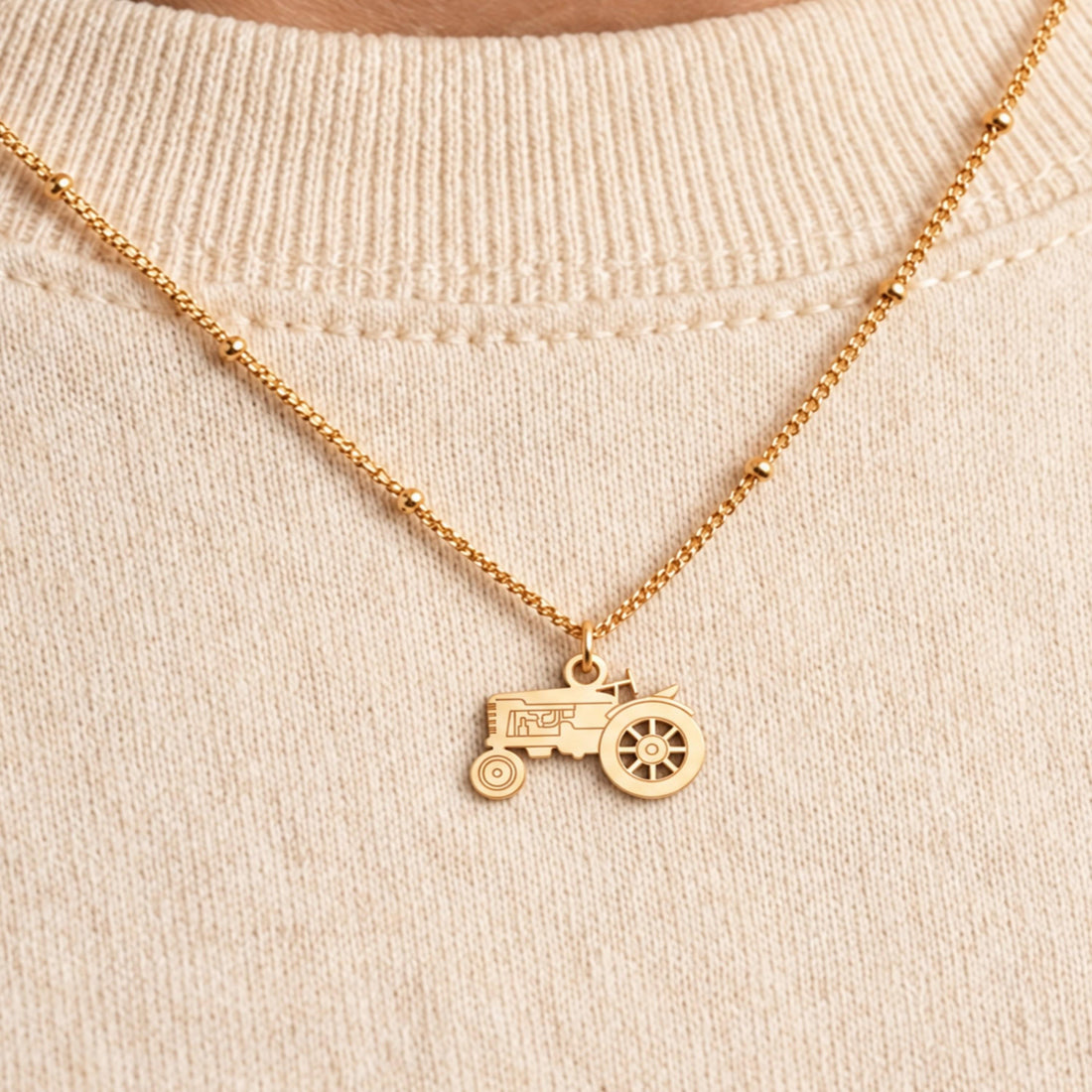 Farm Tractor Charm Necklace