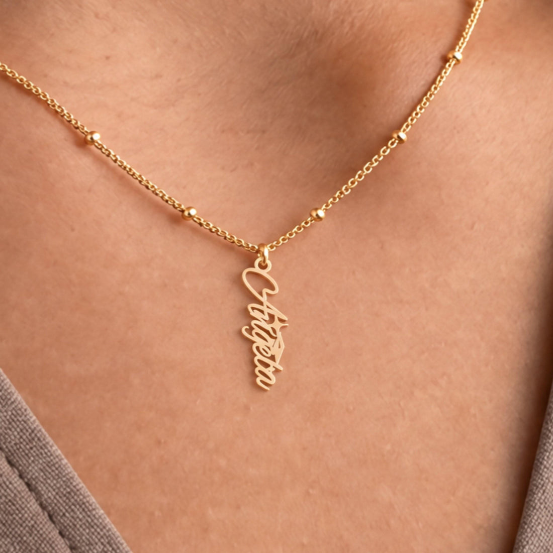 Angela Cursive Name Charm Necklace