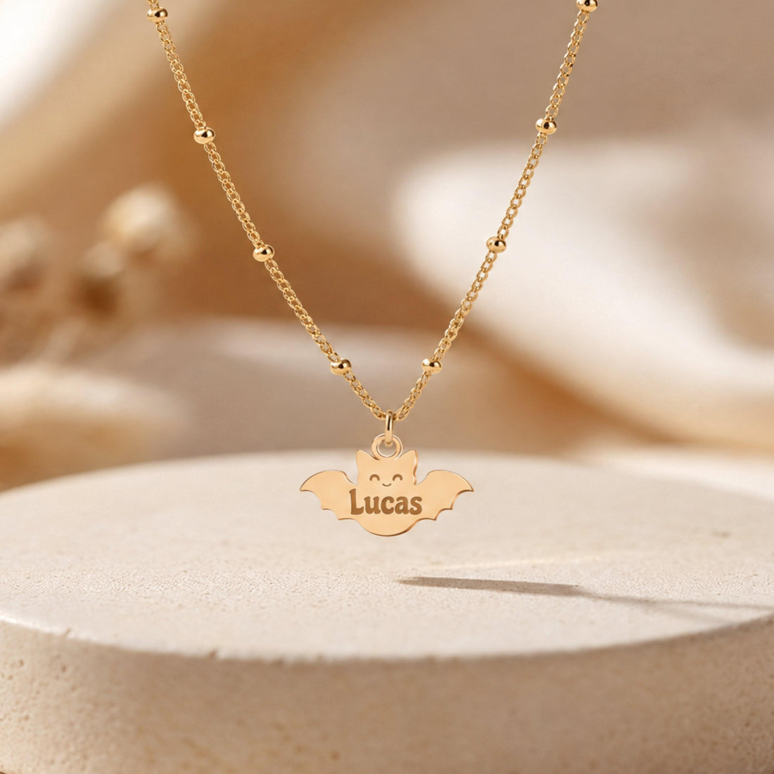 Outstretched Wing Bat Charm Necklace