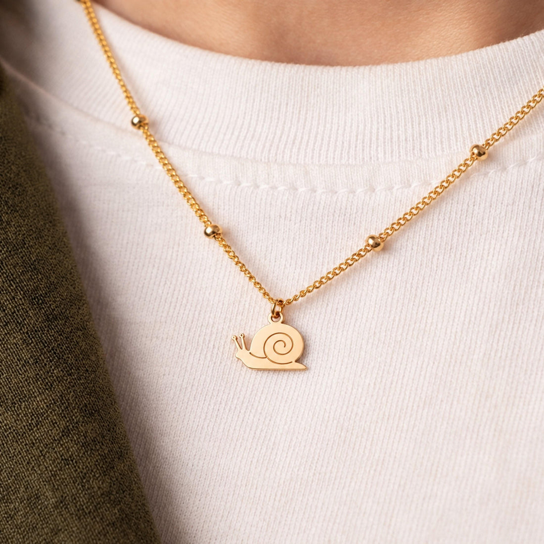 Spiral Shell Snail Charm Necklace